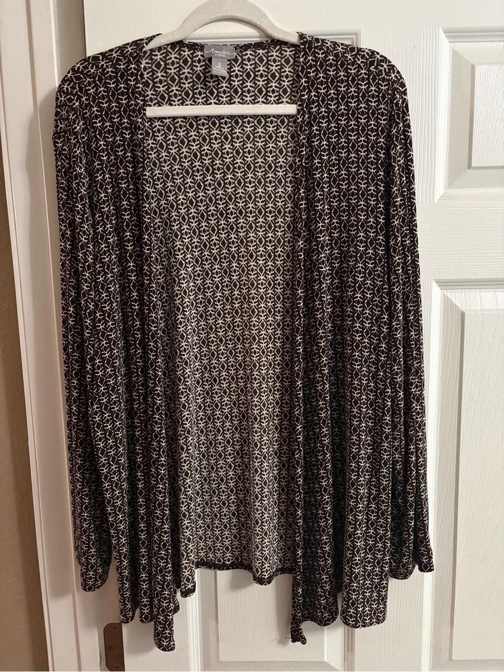 Chico's Travelers open front cardigan lightweight wrinkle free geometric XL